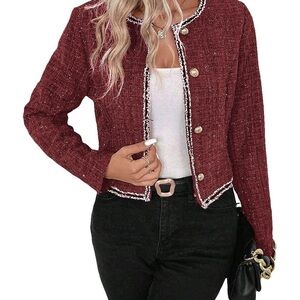 Women's Res Tweed Collarless Jacket Size Large